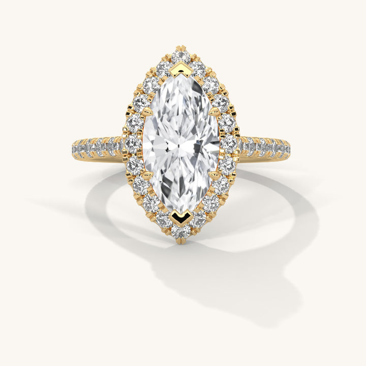 Crowned Marquise - Pure Gold Lab Diamond Solitaire Ring