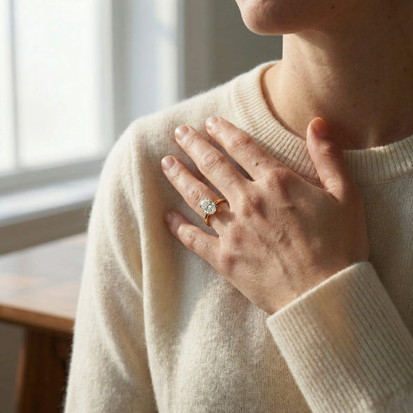 Sunray Oval - Pure Gold Lab Diamond Solitaire Ring