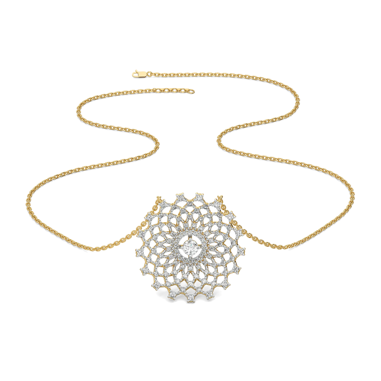Moonlace Majesty - Pure Gold Lab Diamond Solitaire Necklace
