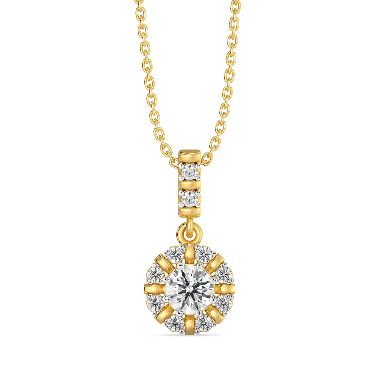 Encircled Solitaire - Pure Gold Lab Diamond Pendant