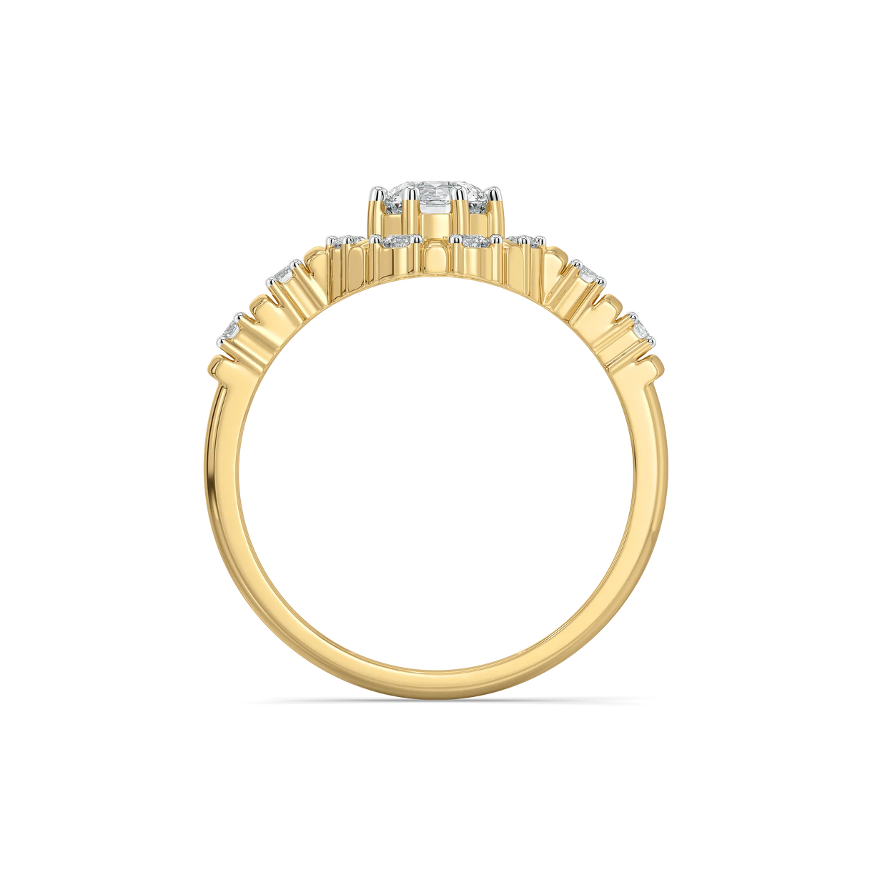 Encircled Solitaire - Pure Gold Lab Diamond Ring