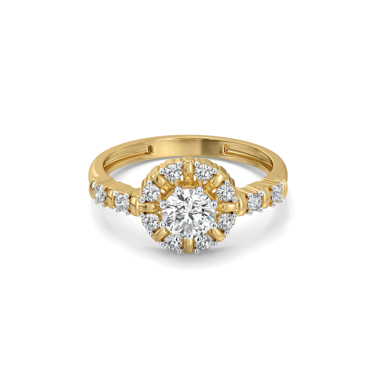 Encircled Solitaire - Pure Gold Lab Diamond Ring