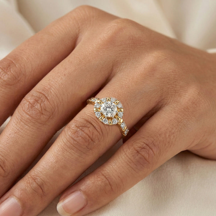 Encircled Solitaire - Pure Gold Lab Diamond Ring