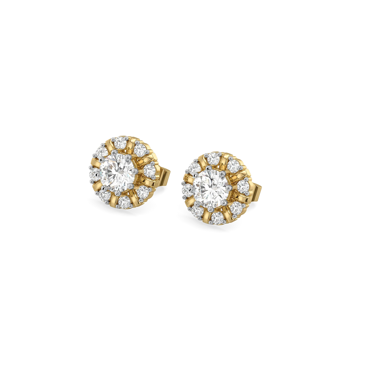 Encircled Solitaire - Pure Gold Lab Diamond Earrings