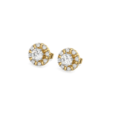 Encircled Solitaire - Pure Gold Lab Diamond Earrings