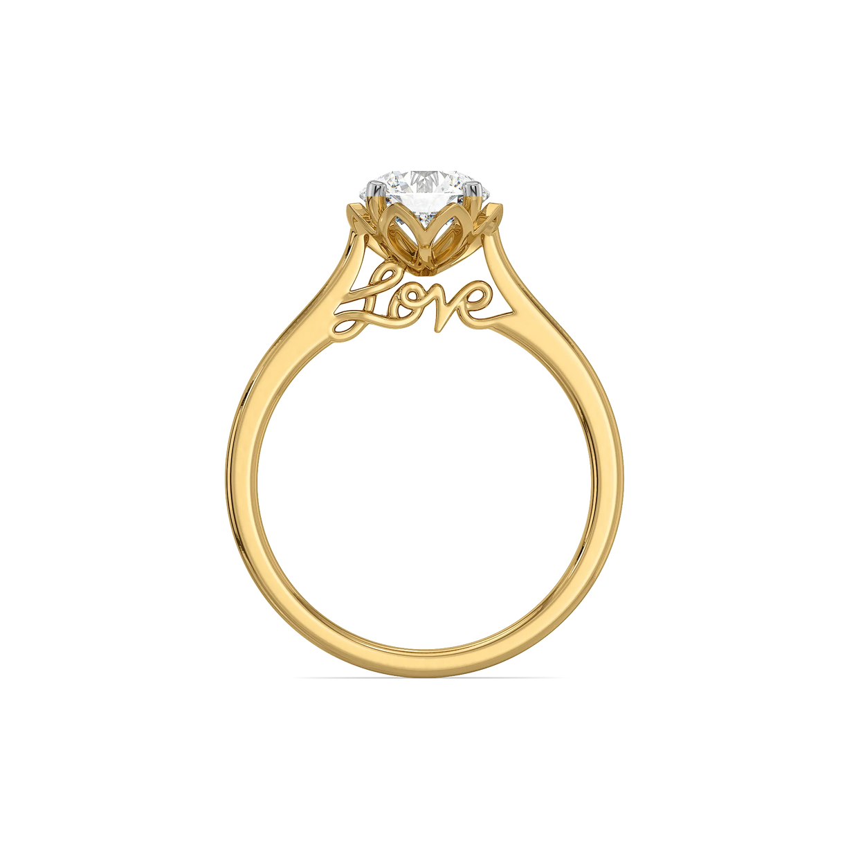 Love Script Solitaire - Pure Gold Lab Diamond Ring