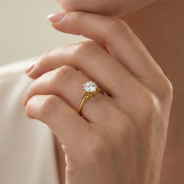 Lukson Love Script Solitaire 14K Gold Lab Grown Diamond Ring