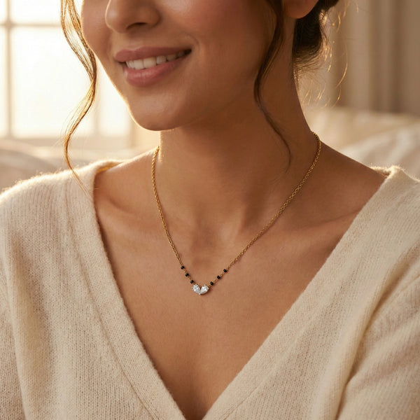 Twin Flame - Pure Gold Lab GrownDiamond Mangalsutra Necklace - Lukson 