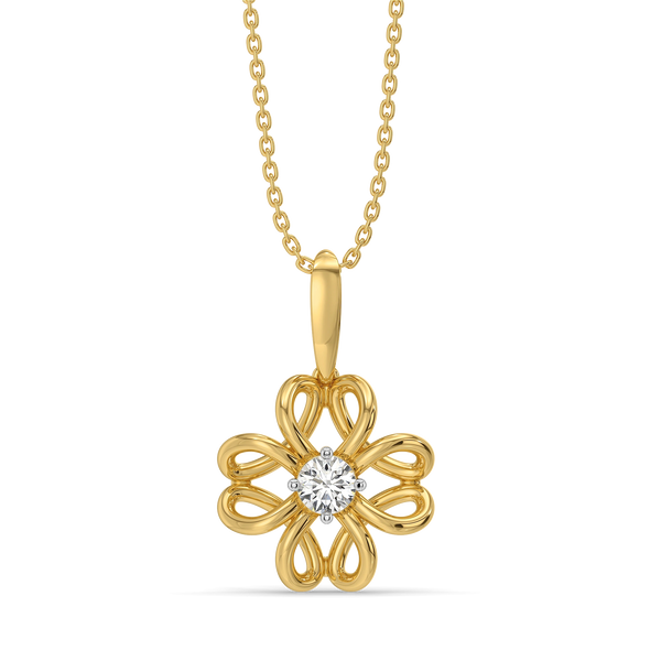 Floral Loop -Pure Gold Lab Diamond Pendant