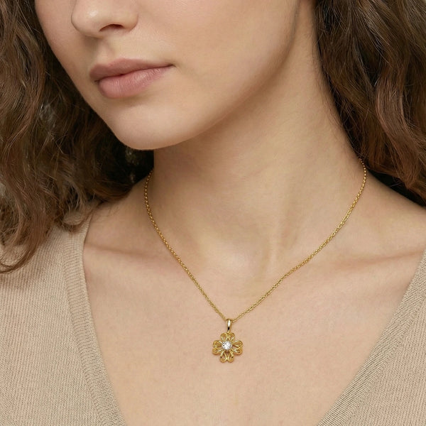 Floral Loop -Pure Gold Lab Diamond Pendant