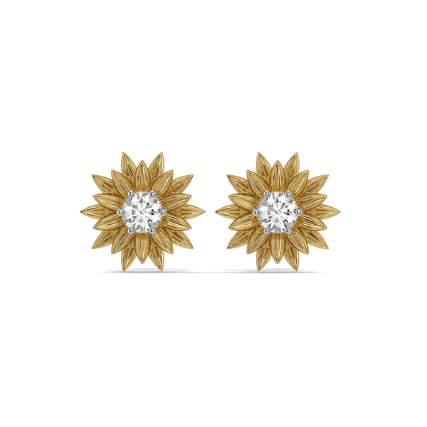 Sunflower - Pure Gold Lab Diamond Earrings