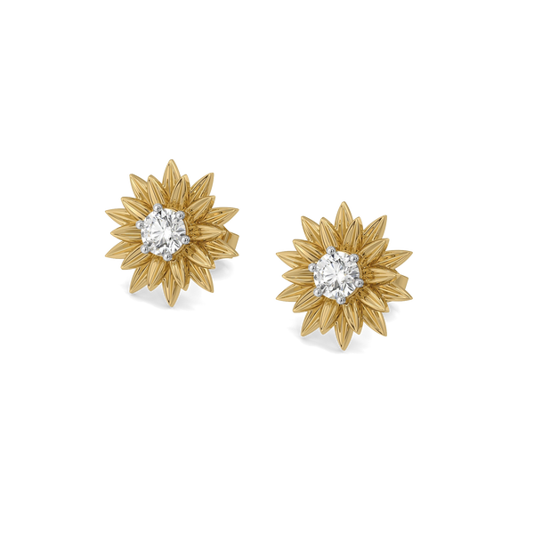 Sunflower - Pure Gold Lab Diamond Earrings