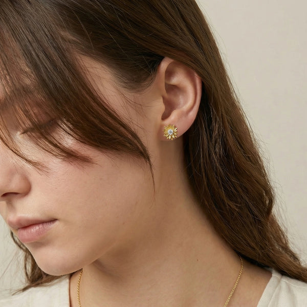 Sunflower - Pure Gold Lab Diamond Earrings