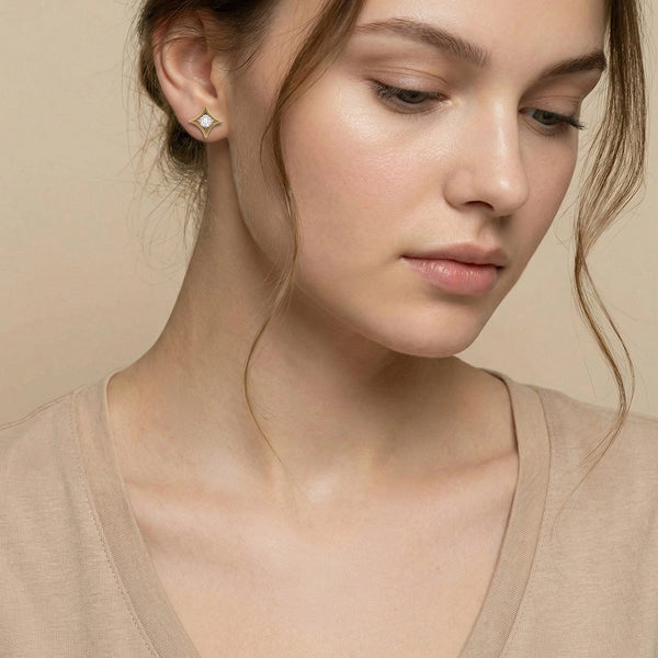 Polaris Compass - Pure Gold Lab Diamond Earrings