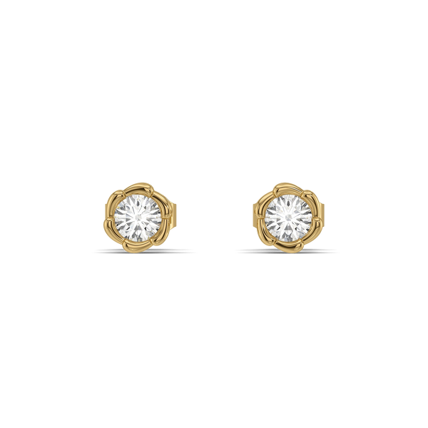 Rosette Studs - Pure Gold Lab Diamond Earrings