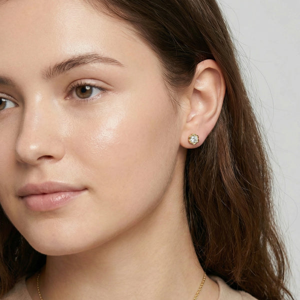 Rosette Studs - Pure Gold Lab Diamond Earrings