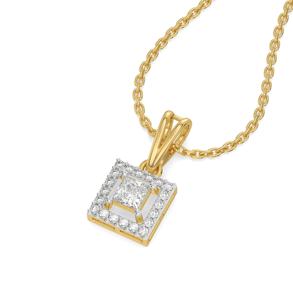 Framed Brilliance - Pure Gold Lab Diamond Pendant