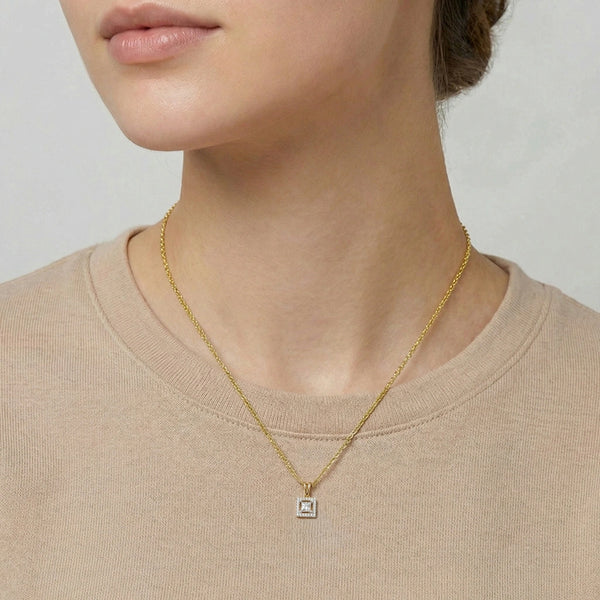 Framed Brilliance - Pure Gold Lab Diamond Pendant
