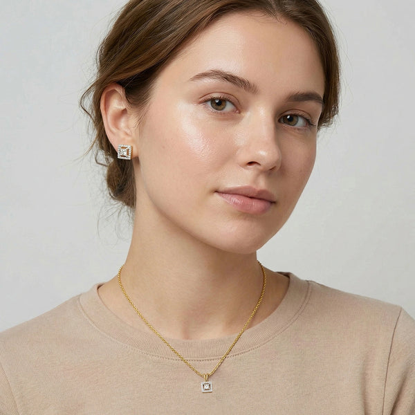 Framed Brilliance - Pure Gold Lab Diamond Pendant