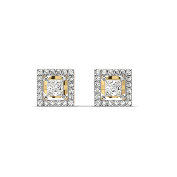 Framed Brilliance - Pure Gold Lab Diamond Solitaire Earrings