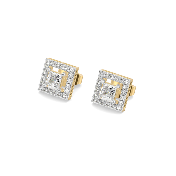 Framed Brilliance - Pure Gold Lab Diamond Solitaire Earrings