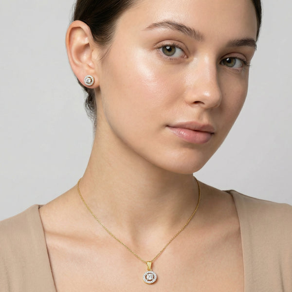 Circle of Light - Pure Gold Lab Diamond Stud Earrings