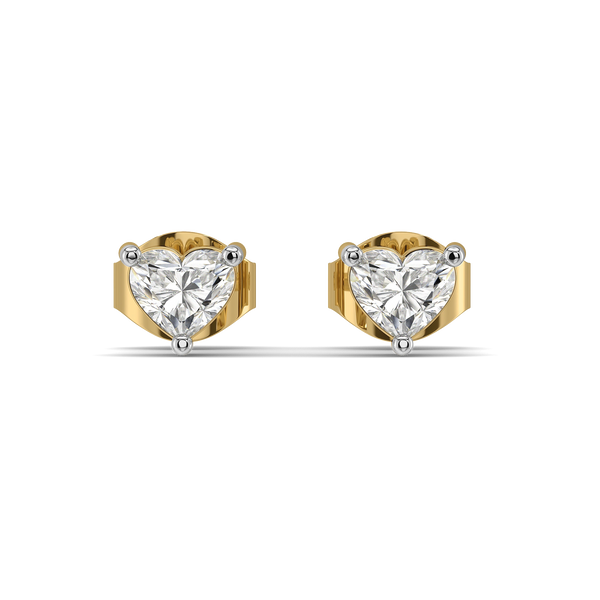 Amora Heart Solitaire - Pure Gold Lab Diamond Earrings