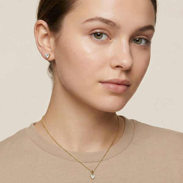 Amora Heart Solitaire - Pure Gold Lab Diamond Earrings