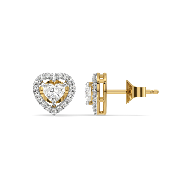 Devotion Heart Halo - Pure Gold Lab Diamond Solitaire Earrings