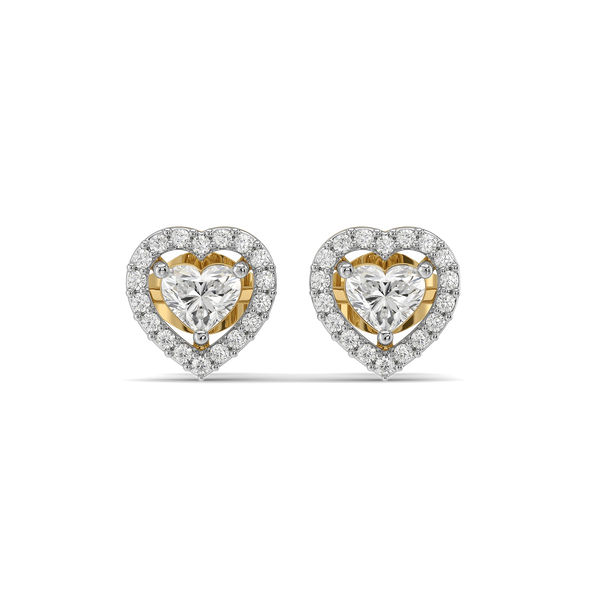 Devotion Heart Halo - Pure Gold Lab Diamond Solitaire Earrings