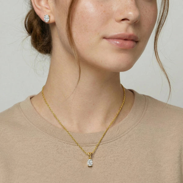 Aura Oval Solitaire - Pure Gold Lab Diamond Pendant