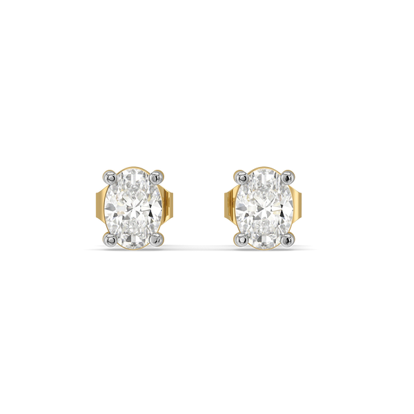 Aura Oval Solitaire - Pure Gold Lab Diamond Earrings