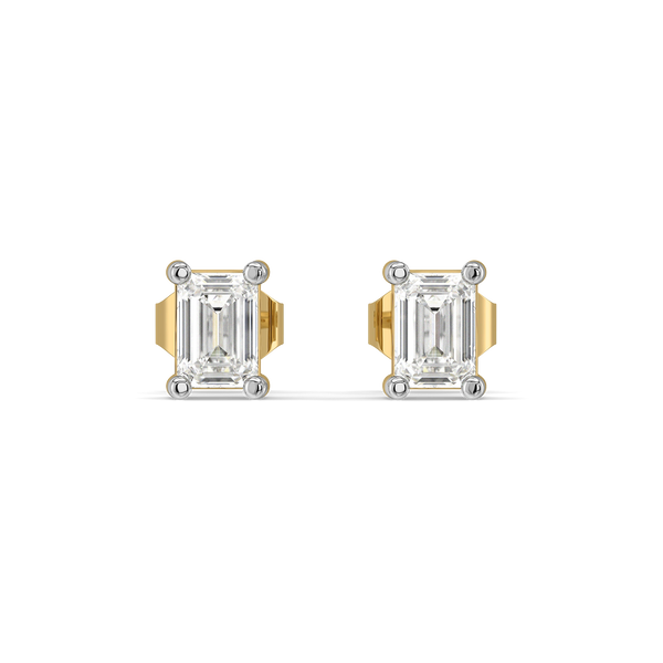 Lumina Emerald - Pure Gold Lab Diamond Stud Earrings