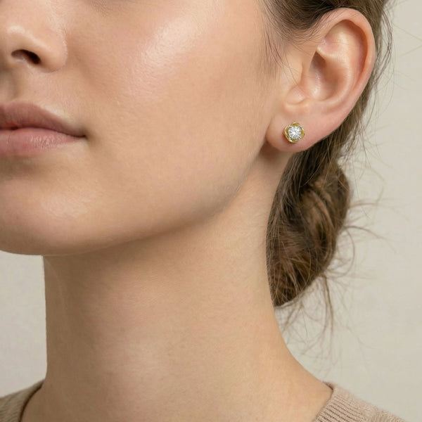Swirl Studs - Pure Gold Lab Diamond Earrings