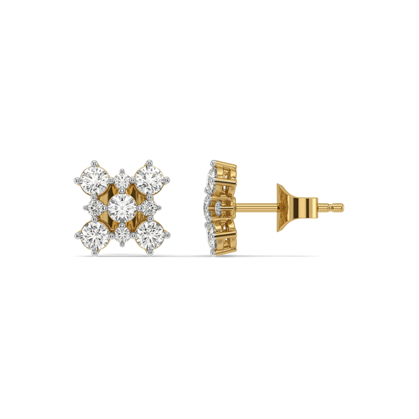 Open Mesh - Pure Gold Lab Diamond Stud Earrings