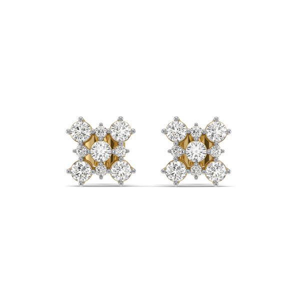 Open Mesh - Pure Gold Lab Diamond Stud Earrings