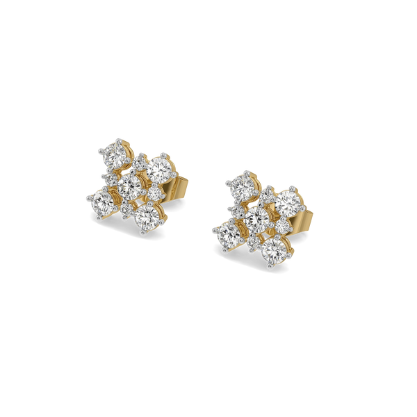 Open Mesh - Pure Gold Lab Diamond Stud Earrings