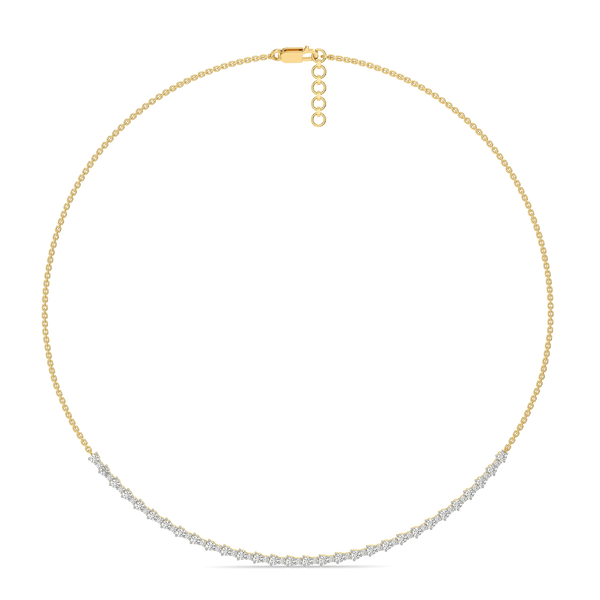 Open Mesh Pure Gold Lab Diamond Necklace - Top Front view