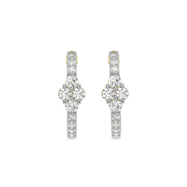 Delicate Clover - Pure Gold Lab Diamond Huggies