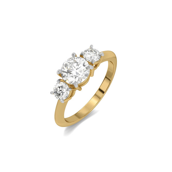 Purist Round Trio - Pure Gold Lab Diamond Three Stone Ring