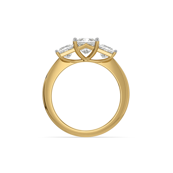 Princess Trilogy - Pure Gold Lab Diamond Three Stone Ring