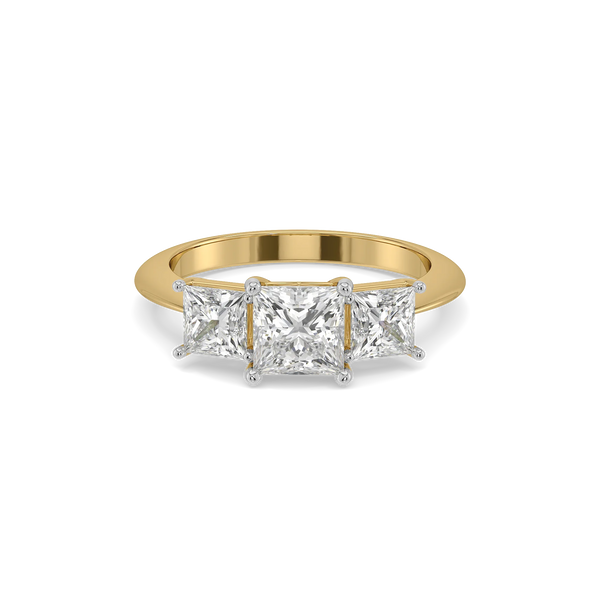 Princess Trilogy - Pure Gold Lab Diamond Three Stone Ring