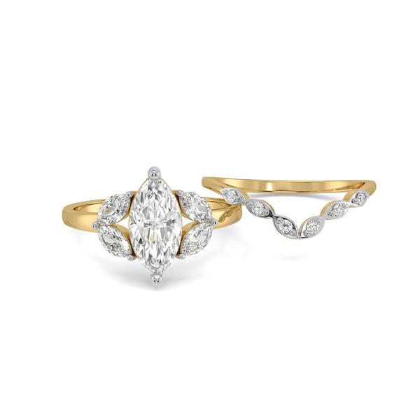 Golden Arch Marquise - Pure Gold Lab Diamond Bridal Ring Set