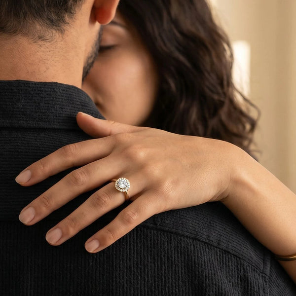 Bare Elegance - Pure Gold Lab Diamond Halo Ring