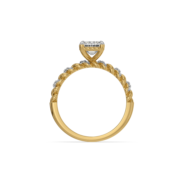 Vintage Rope - Pure Gold Lab Diamond Emerald Ring