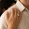 Architectural Dome Lab Diamond Engagement ring worn on model