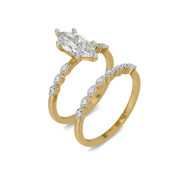 Classic Marquise - Pure Gold Lab Diamond Bridal Ring Set