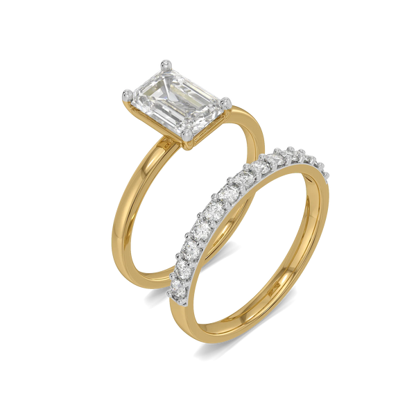 Signature Emerald - Pure Gold Lab Diamond Bridal Ring Set