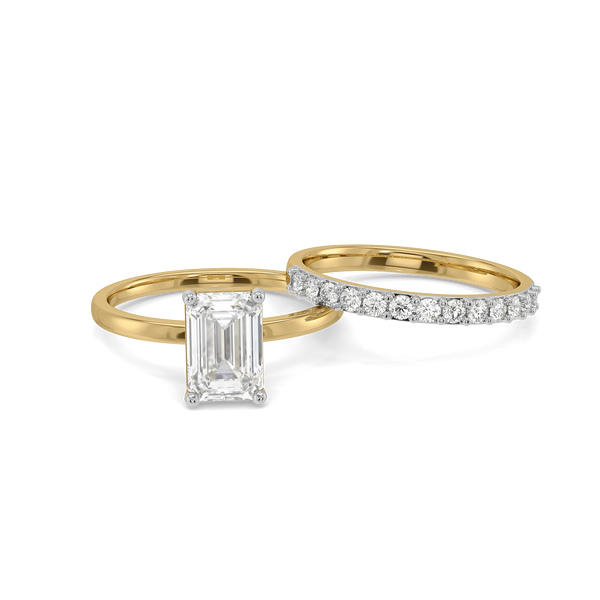 Signature Emerald - Pure Gold Lab Diamond Bridal Ring Set