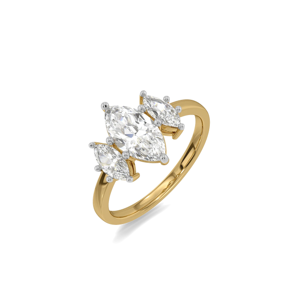 Timeless Trinity - Pure Gold Lab Diamond Engagement Ring